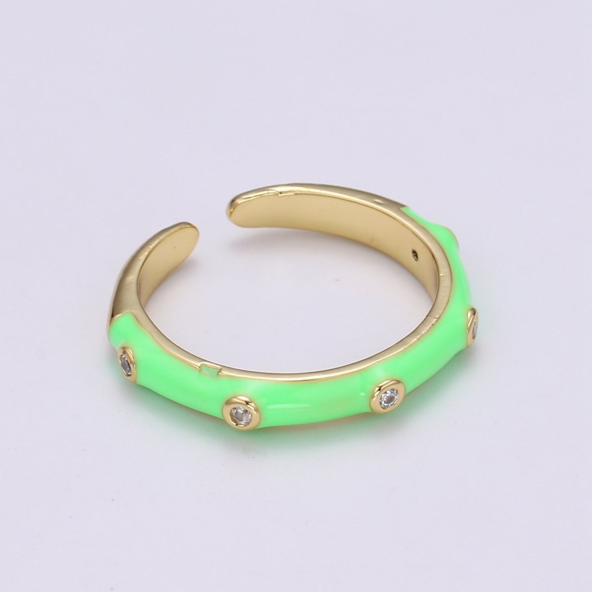 Colorful Enamel Ring | Multicolor Enamel Band Rainbow Ring | Enamel Stacking Ring Open Ring Adjustable Ring Black Pink Green White Neon Ring O-271 O-272 R-287 ~ R-294