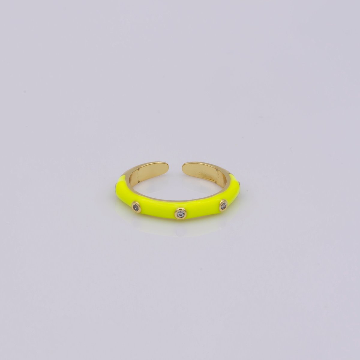 Colorful Enamel Ring | Multicolor Enamel Band Rainbow Ring | Enamel Stacking Ring Open Ring Adjustable Ring Black Pink Green White Neon Ring O-271 O-272 R-287 ~ R-294