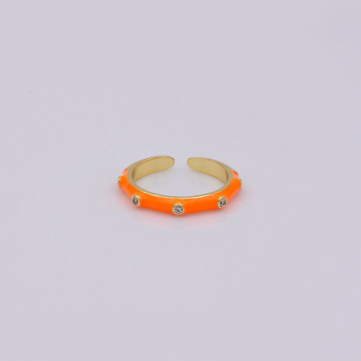 Colorful Enamel Ring | Multicolor Enamel Band Rainbow Ring | Enamel Stacking Ring Open Ring Adjustable Ring Black Pink Green White Neon Ring O-271 O-272 R-287 ~ R-294