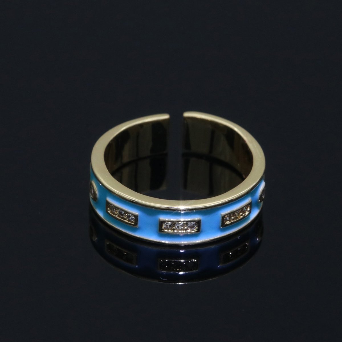 Colorful Enamel Ring | Multicolor Gold Filled Band Rainbow Ring | Enamel Stacking Ring Open Ring Adjustable Ring Black Pink Green White Neon Ring O-514 ~ O-523