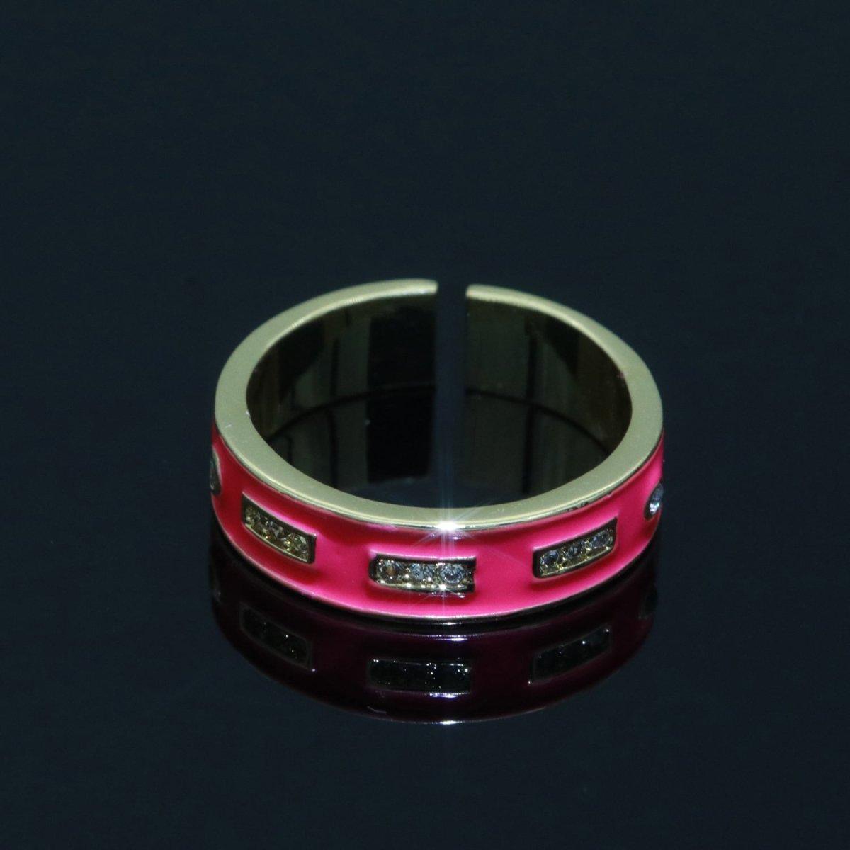 Colorful Enamel Ring | Multicolor Gold Filled Band Rainbow Ring | Enamel Stacking Ring Open Ring Adjustable Ring Black Pink Green White Neon Ring O-514 ~ O-523