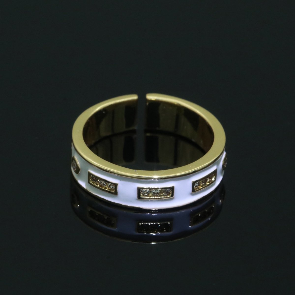 Colorful Enamel Ring | Multicolor Gold Filled Band Rainbow Ring | Enamel Stacking Ring Open Ring Adjustable Ring Black Pink Green White Neon Ring O-514 ~ O-523