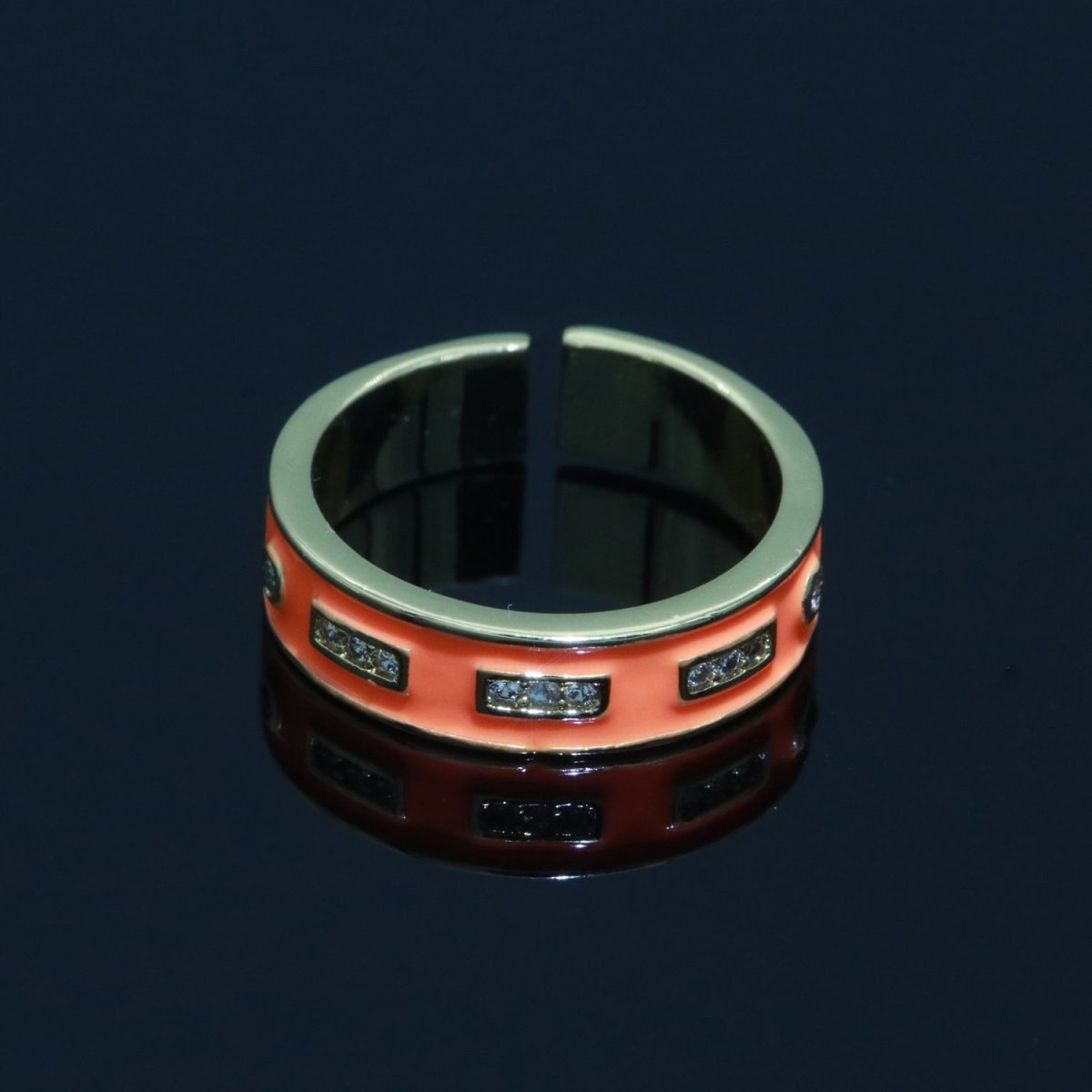 Colorful Enamel Ring | Multicolor Gold Filled Band Rainbow Ring | Enamel Stacking Ring Open Ring Adjustable Ring Black Pink Green White Neon Ring O-514 ~ O-523