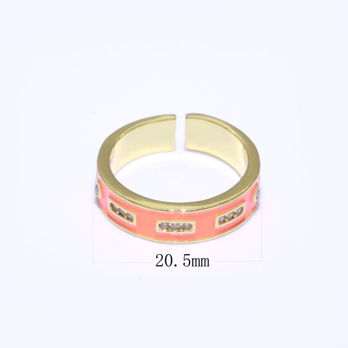 Colorful Enamel Ring | Multicolor Gold Filled Band Rainbow Ring | Enamel Stacking Ring Open Ring Adjustable Ring Black Pink Green White Neon Ring O-514 ~ O-523