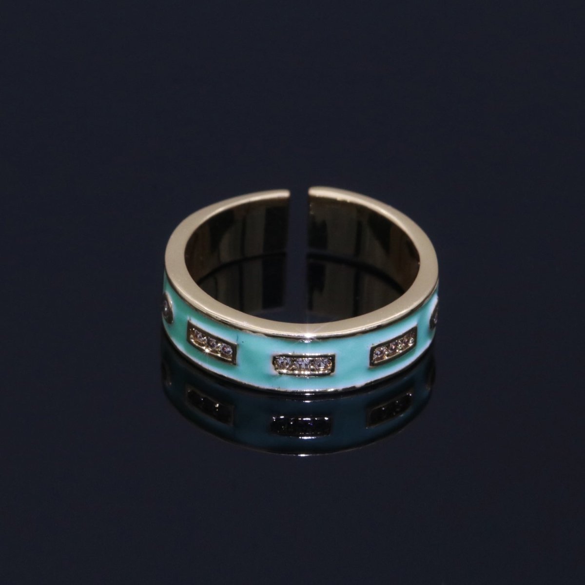 Colorful Enamel Ring | Multicolor Gold Filled Band Rainbow Ring | Enamel Stacking Ring Open Ring Adjustable Ring Black Pink Green White Neon Ring O-514 ~ O-523