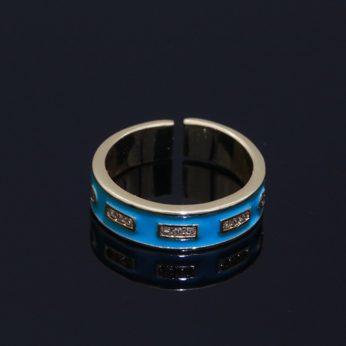 Colorful Enamel Ring | Multicolor Gold Filled Band Rainbow Ring | Enamel Stacking Ring Open Ring Adjustable Ring Black Pink Green White Neon Ring O-514 ~ O-523