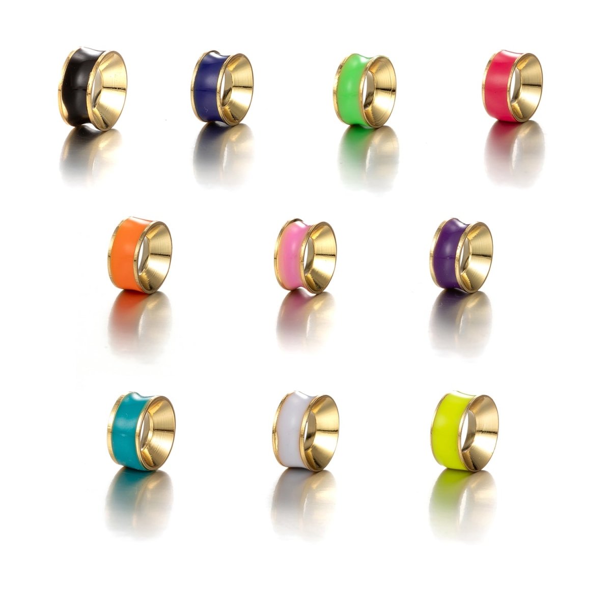 Colorful Enamel Rondelle Beads Spacer for Necklace Bracelet Charm Black Blue Pink Green Orange Teal White Yellow B-822 B-825