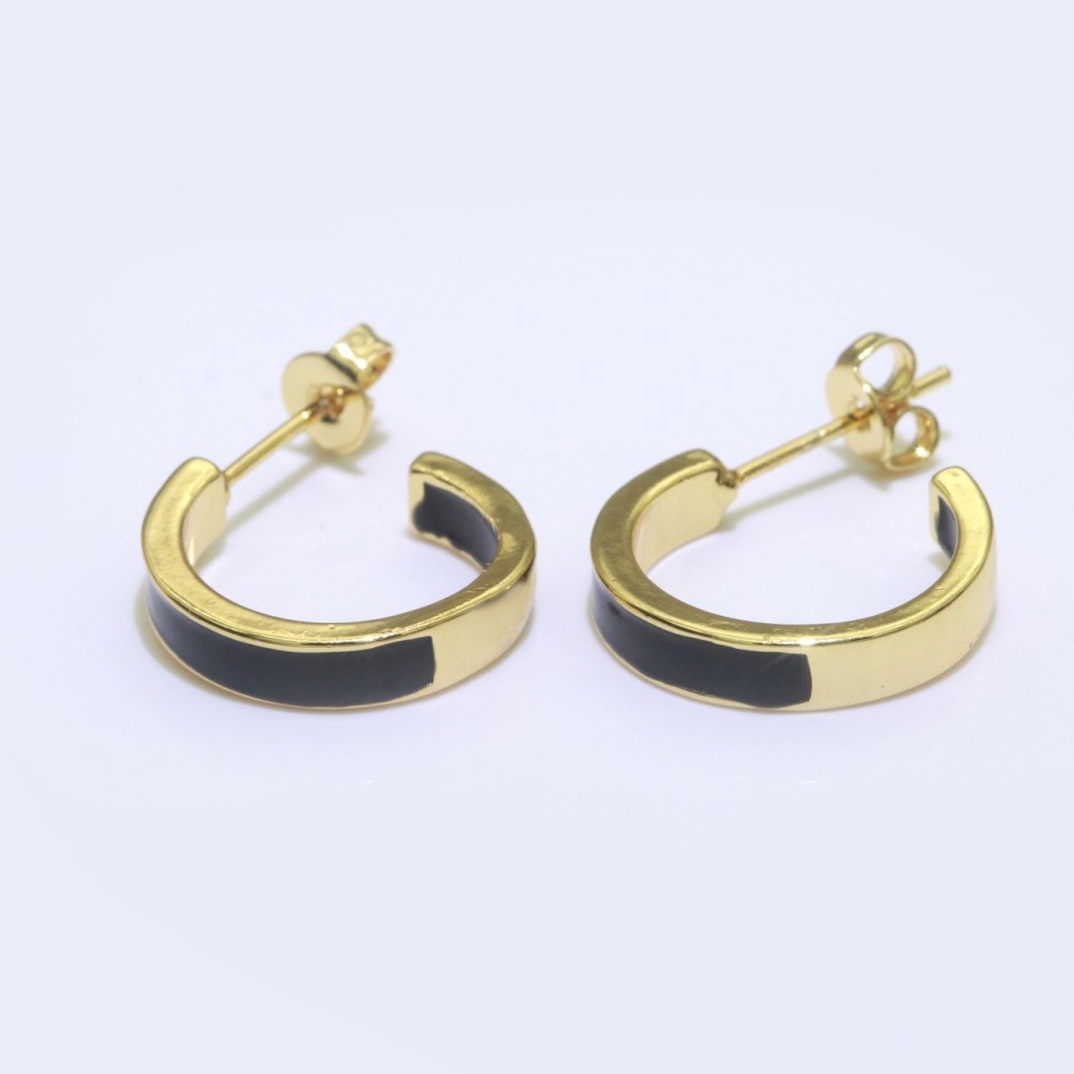 Colorful Enamel Round Ring Push Back Earring, Enamel Hoop Earrings, Colorful Enamel Gold Earring for Christmas Gift Party T-072 ~ T-081