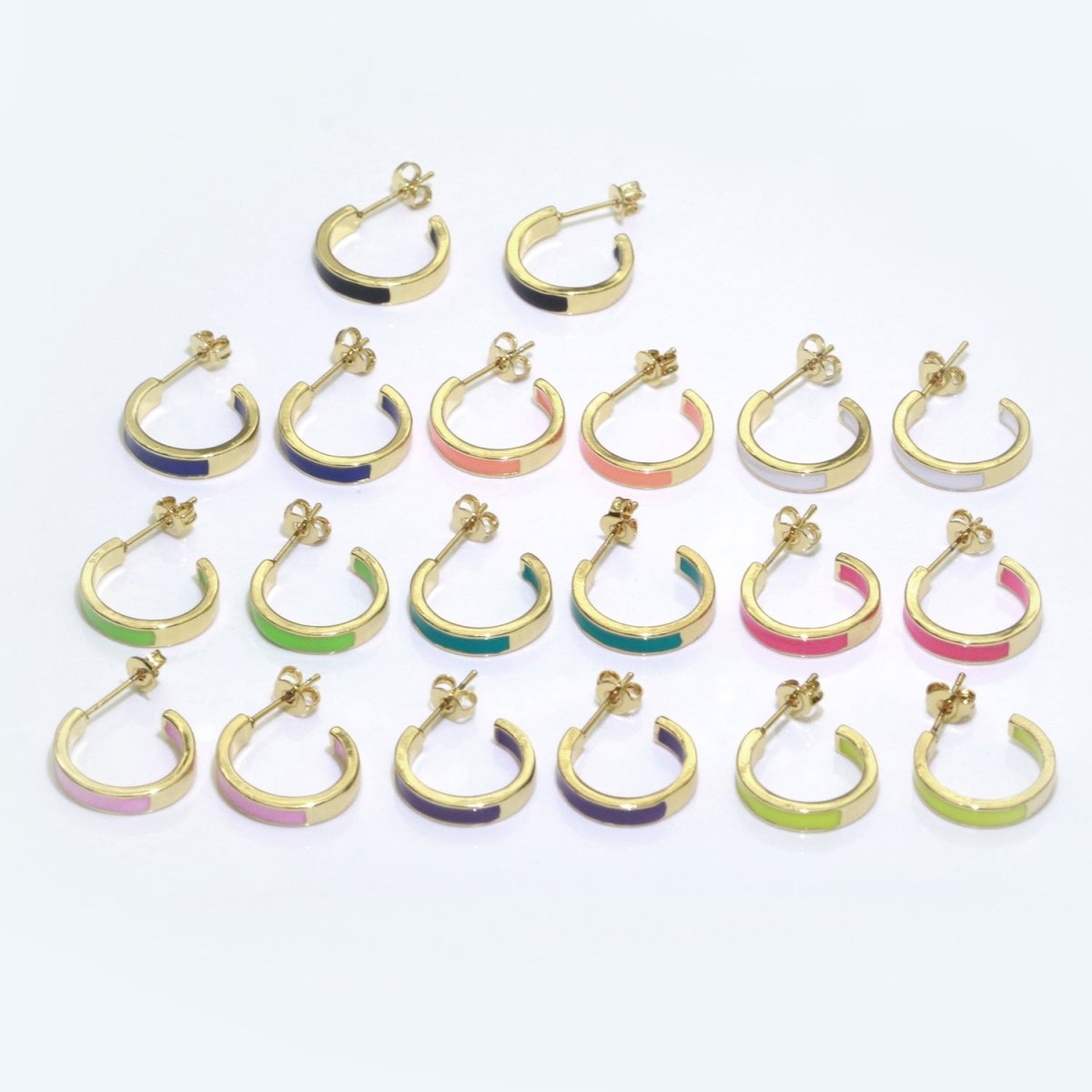 Colorful Enamel Round Ring Push Back Earring, Enamel Hoop Earrings, Colorful Enamel Gold Earring for Christmas Gift Party T-072 ~ T-081
