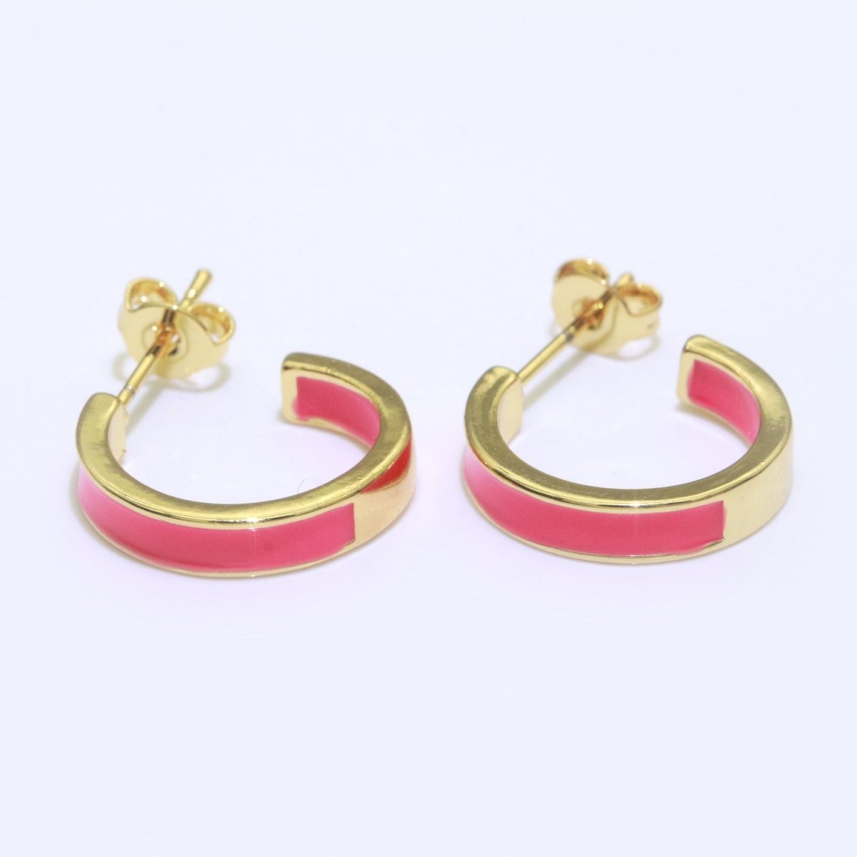 Colorful Enamel Round Ring Push Back Earring, Enamel Hoop Earrings, Colorful Enamel Gold Earring for Christmas Gift Party T-072 ~ T-081