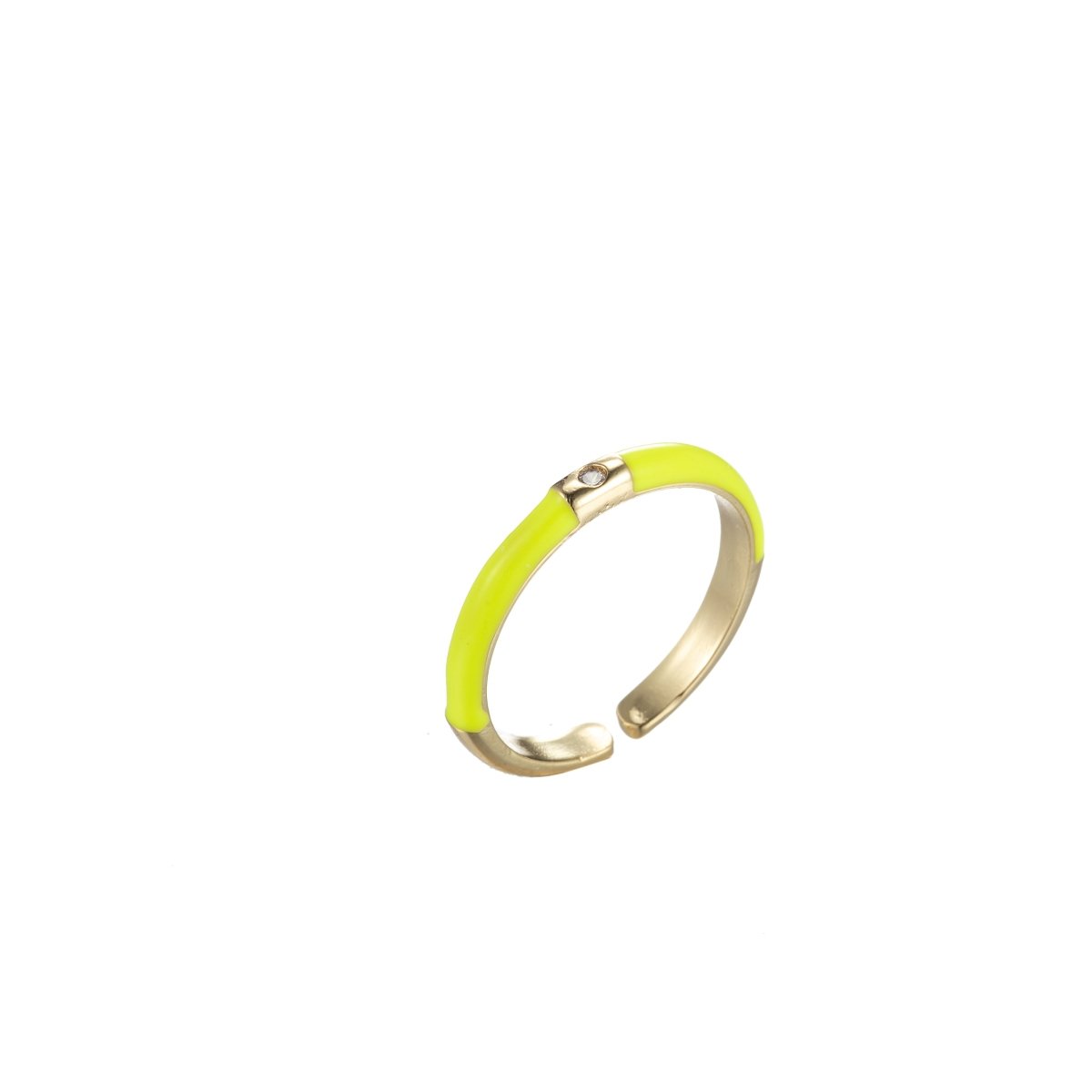 Colorful Enamel Stack Rings Gold Filled with Charming Cubic Zirconia Minimalist Fashion Jewelry O-860~O-869