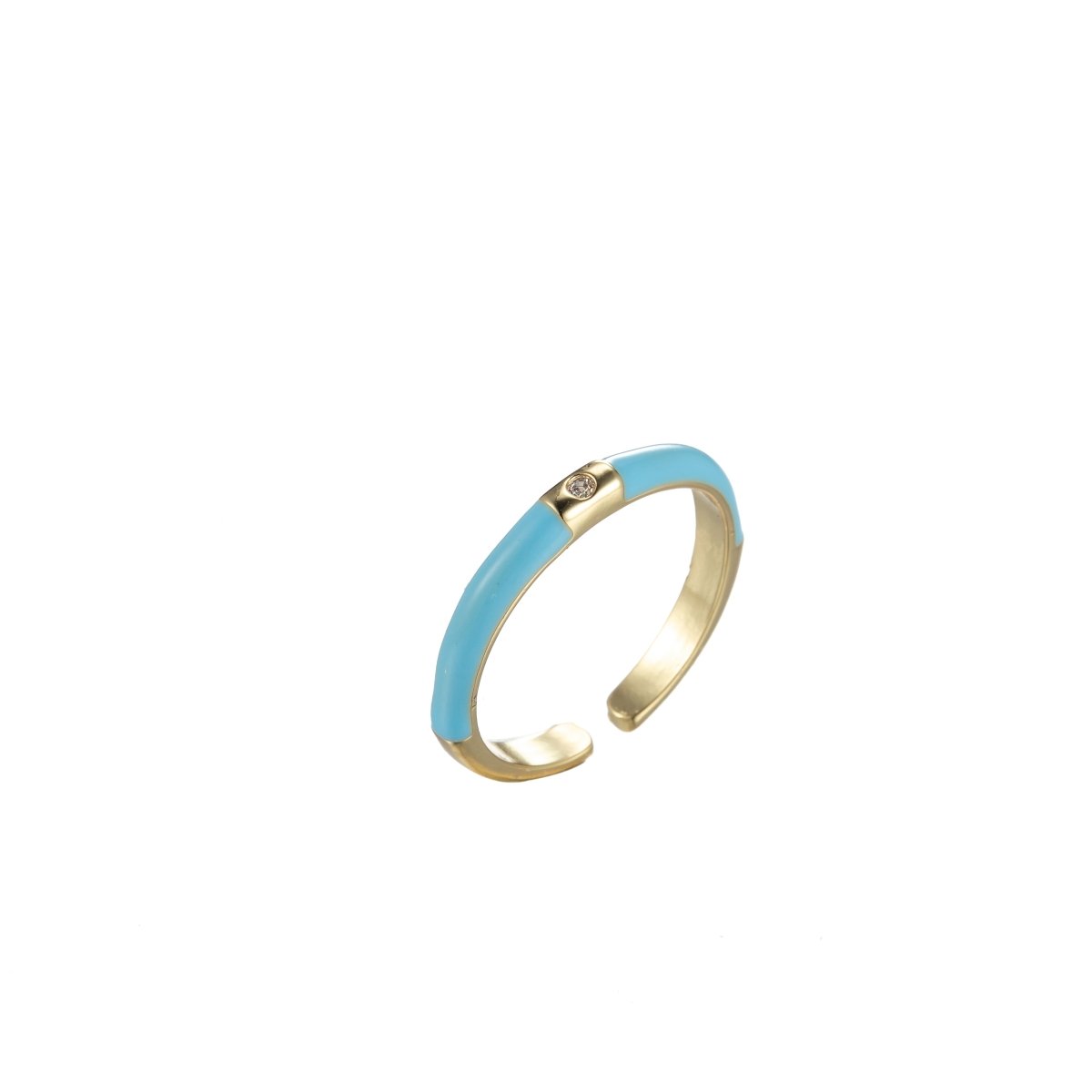 Colorful Enamel Stack Rings Gold Filled with Charming Cubic Zirconia Minimalist Fashion Jewelry O-860~O-869