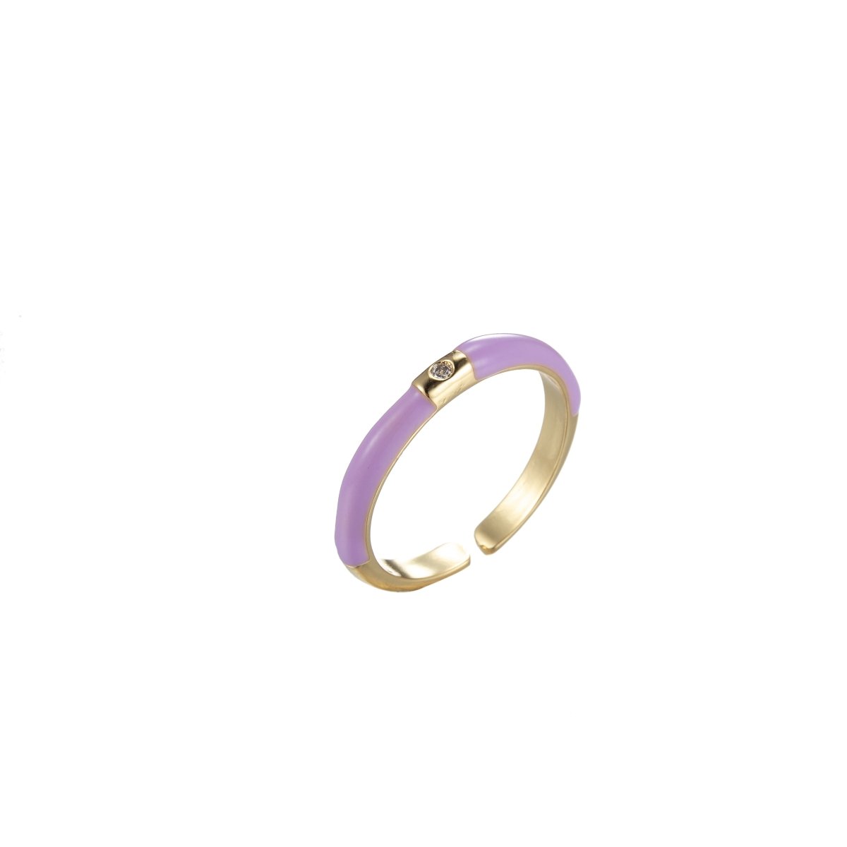 Colorful Enamel Stack Rings Gold Filled with Charming Cubic Zirconia Minimalist Fashion Jewelry O-860~O-869