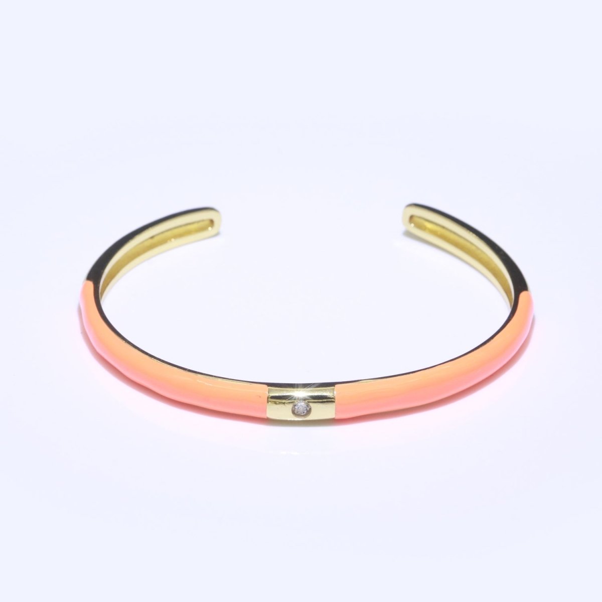 Colorful Enamel Stackable Bangle Bracelet, 14K Gold Filled CZ Enamel Bangle Fashion Jewelry | WA-094 to WA-103 Clearance Pricing