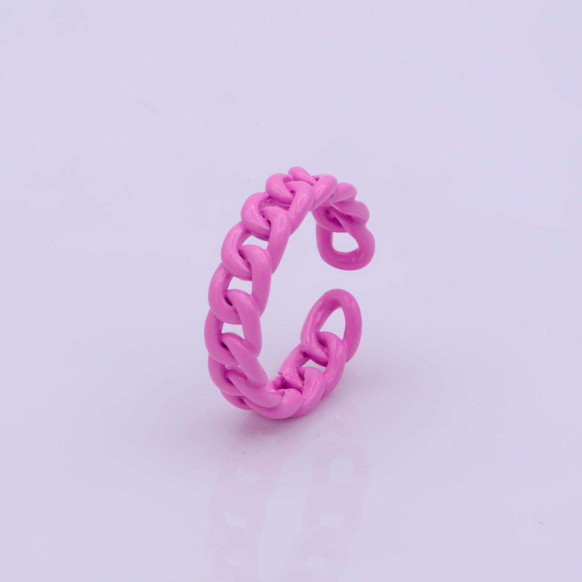 Colorful Enamel Stackable Ring, Curb Chain Ring Y2K Ring Trendy Ring Yellow Green Blue Purple Pink Teal Neon Ring Jewelry Size 7