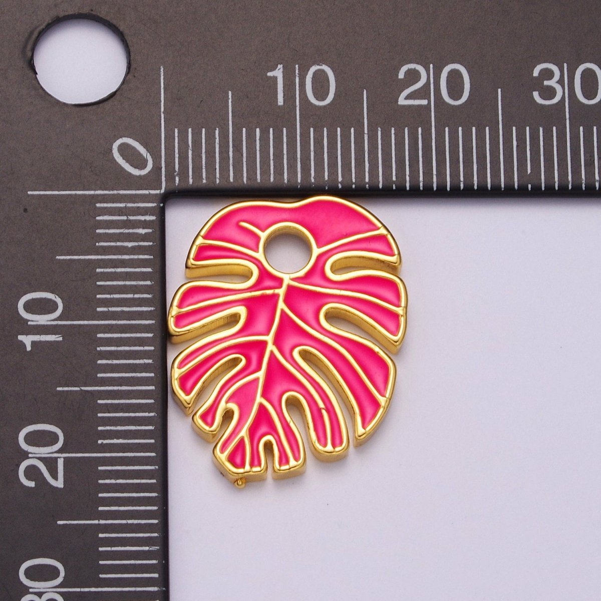 Colorful Enamel Tropical Monstera Leaf Plant Charm Necklace Bracelet Earring Pendant Gold Filled Leaf Nature Charm Large Leaf Charm M-790 - M-800