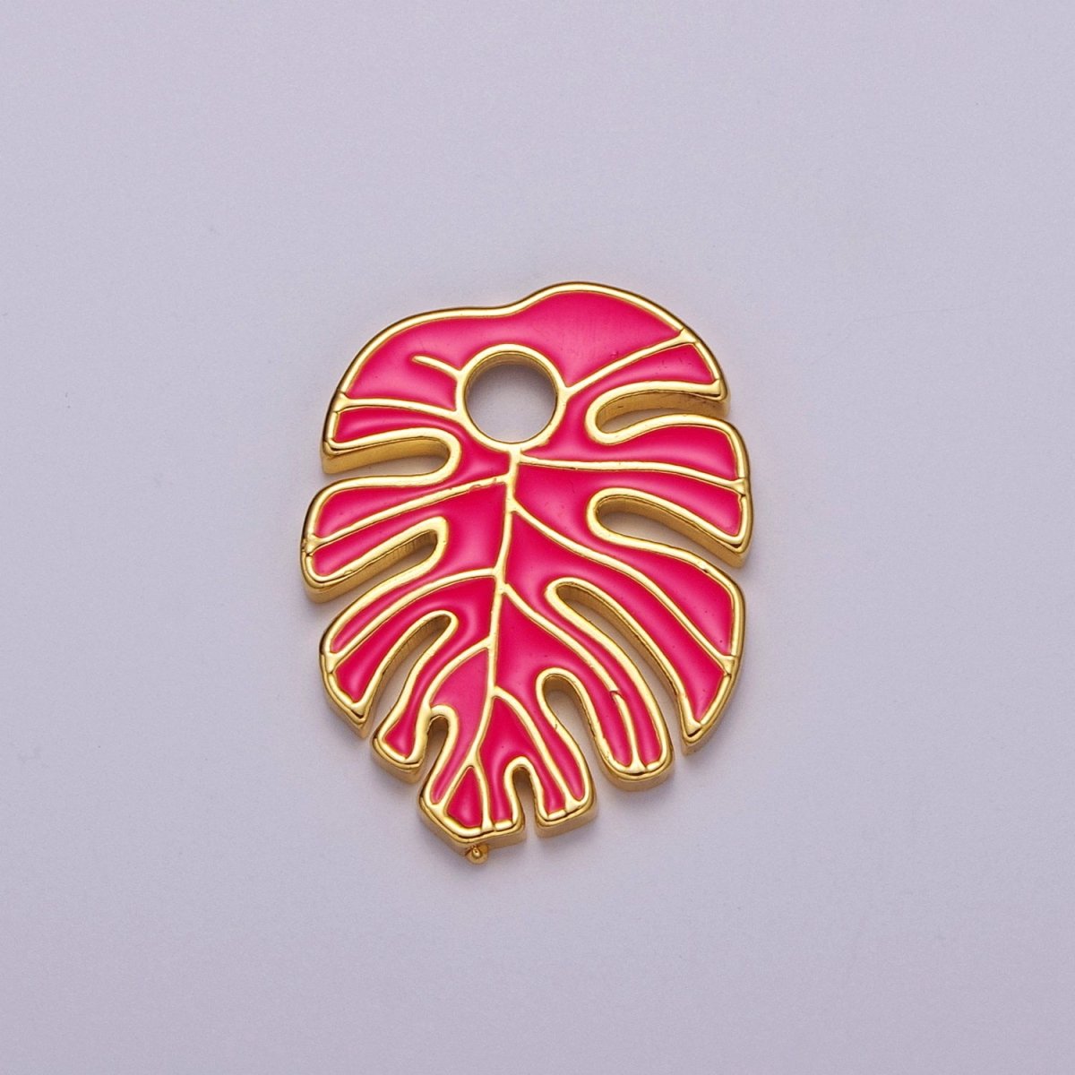 Colorful Enamel Tropical Monstera Leaf Plant Charm Necklace Bracelet Earring Pendant Gold Filled Leaf Nature Charm Large Leaf Charm M-790 - M-800