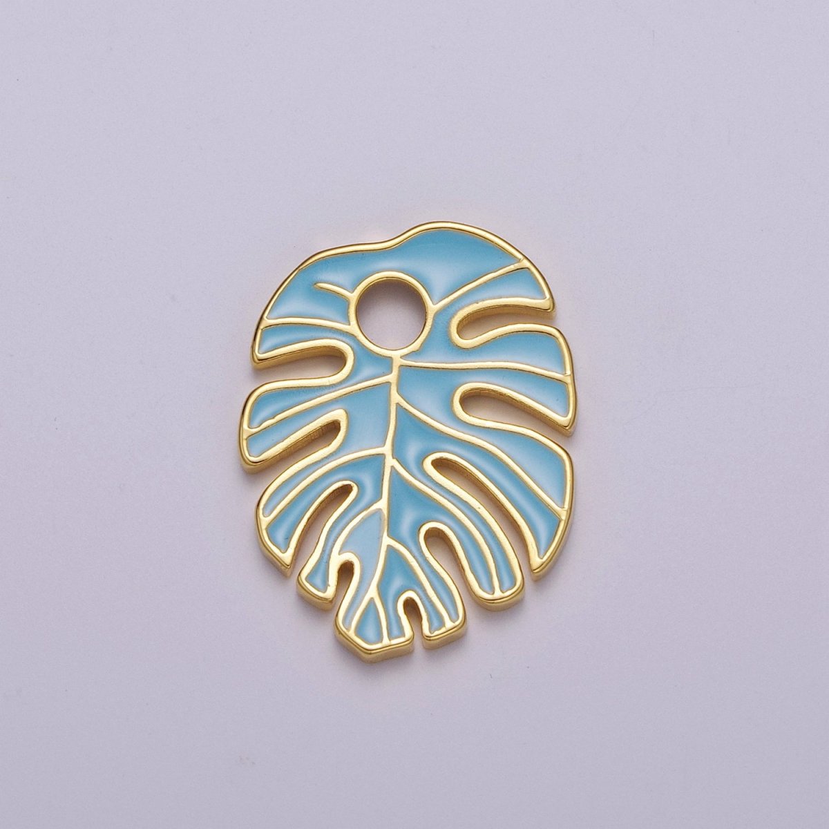 Colorful Enamel Tropical Monstera Leaf Plant Charm Necklace Bracelet Earring Pendant Gold Filled Leaf Nature Charm Large Leaf Charm M-790 - M-800