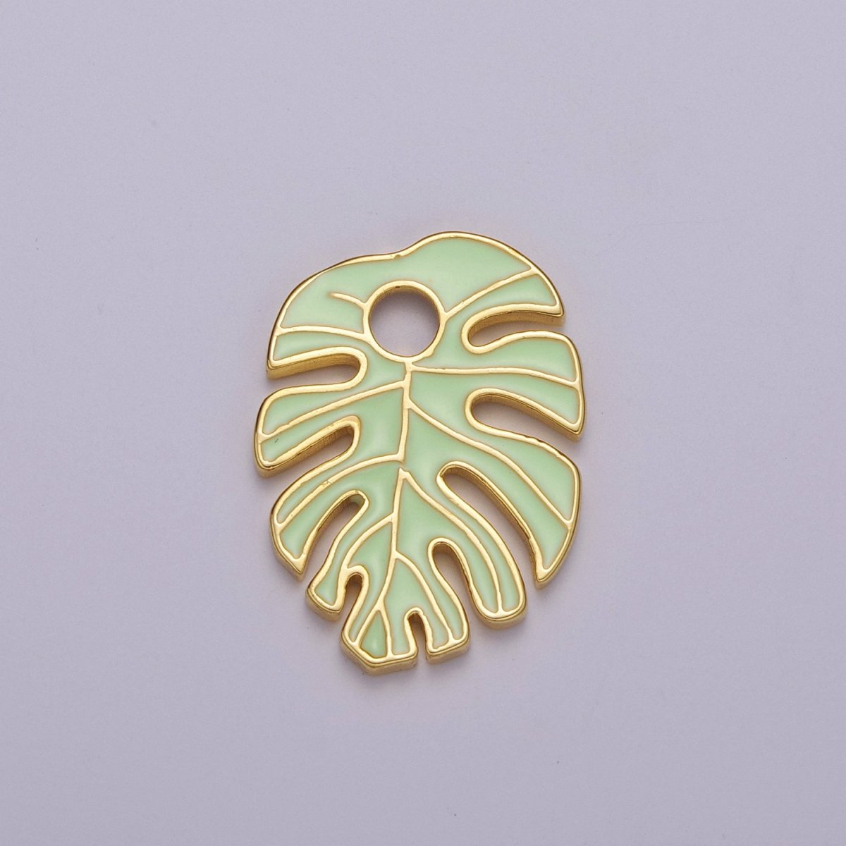 Colorful Enamel Tropical Monstera Leaf Plant Charm Necklace Bracelet Earring Pendant Gold Filled Leaf Nature Charm Large Leaf Charm M-790 - M-800