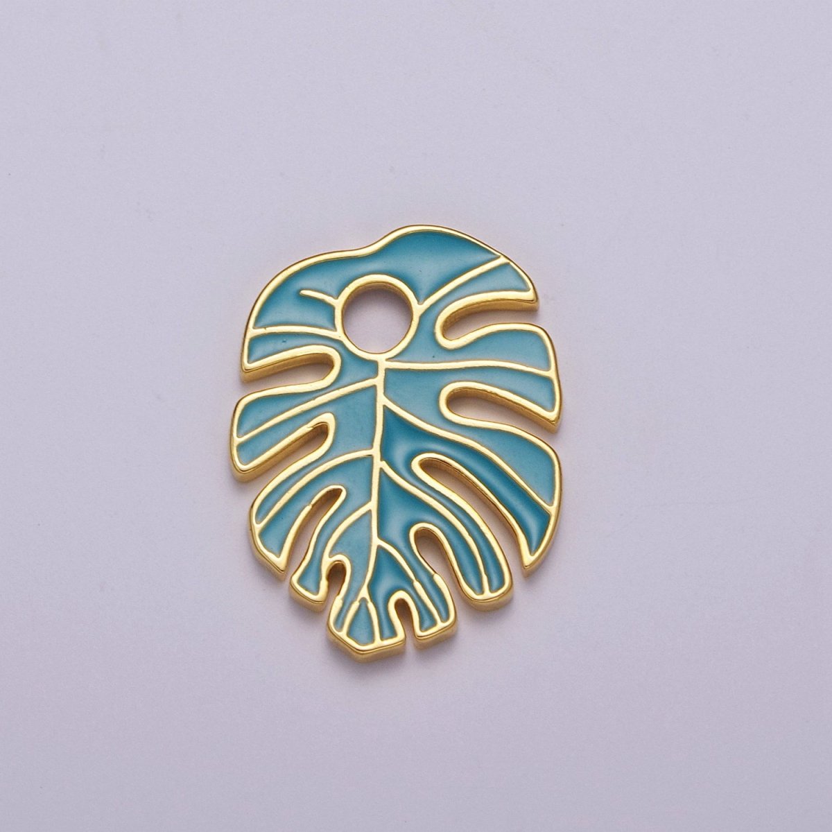 Colorful Enamel Tropical Monstera Leaf Plant Charm Necklace Bracelet Earring Pendant Gold Filled Leaf Nature Charm Large Leaf Charm M-790 - M-800