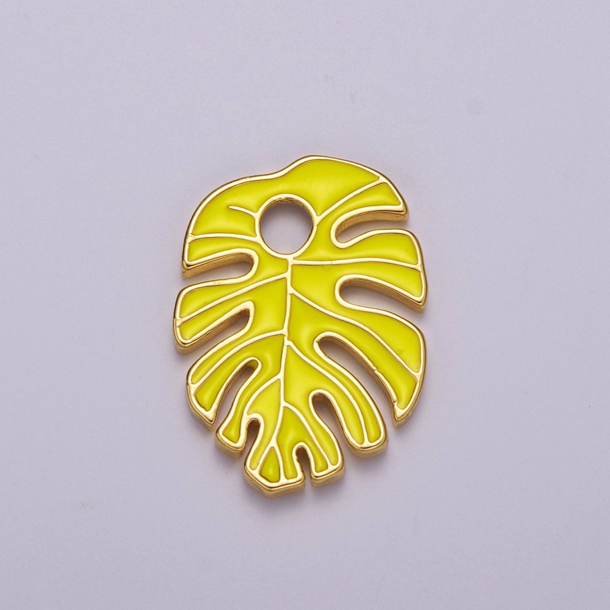 Colorful Enamel Tropical Monstera Leaf Plant Charm Necklace Bracelet Earring Pendant Gold Filled Leaf Nature Charm Large Leaf Charm M-790 - M-800