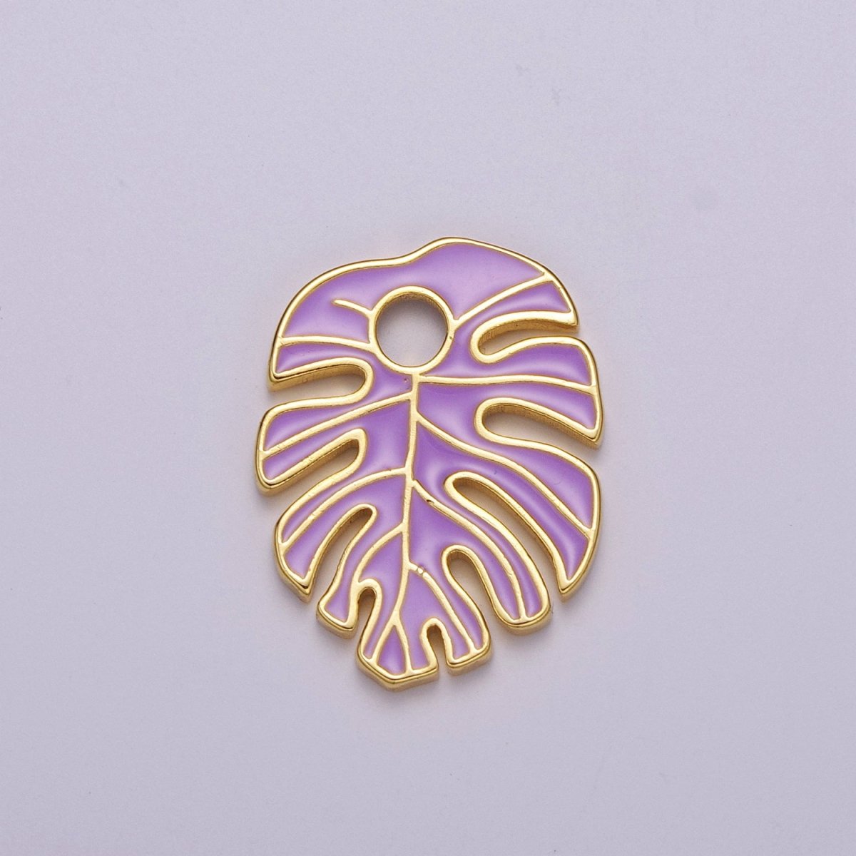 Colorful Enamel Tropical Monstera Leaf Plant Charm Necklace Bracelet Earring Pendant Gold Filled Leaf Nature Charm Large Leaf Charm M-790 - M-800