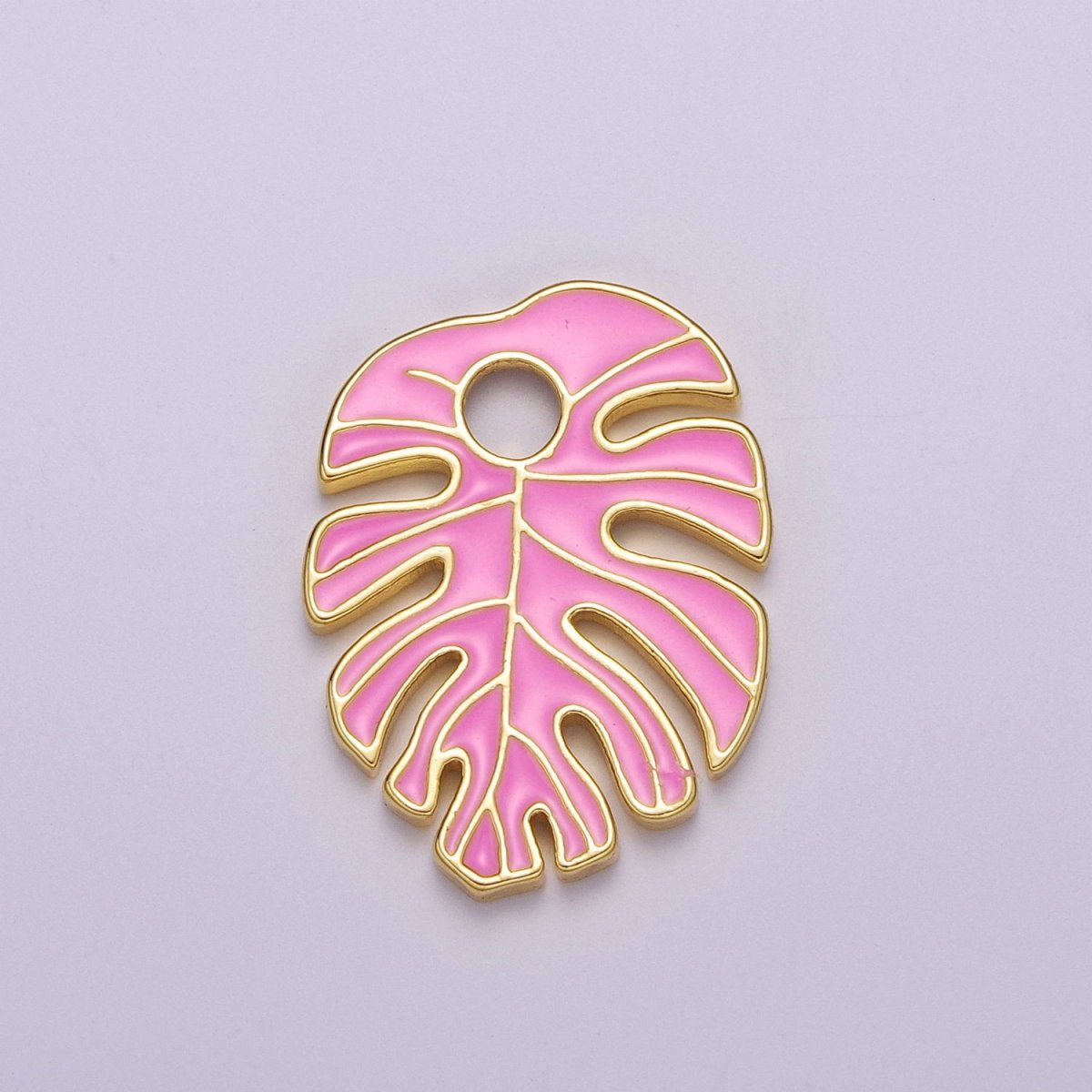Colorful Enamel Tropical Monstera Leaf Plant Charm Necklace Bracelet Earring Pendant Gold Filled Leaf Nature Charm Large Leaf Charm M-790 - M-800