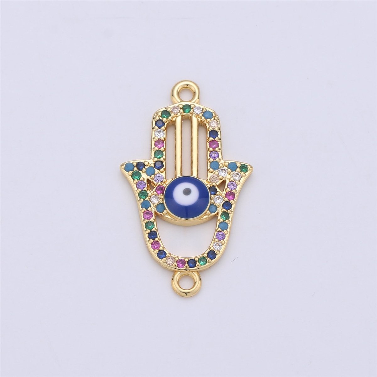 Colorful Gold Hamsa Hand Connector Rainbow Micro Pave Hamsa Charm Connector for Bracelet Necklace Earring Component F-333 F-334