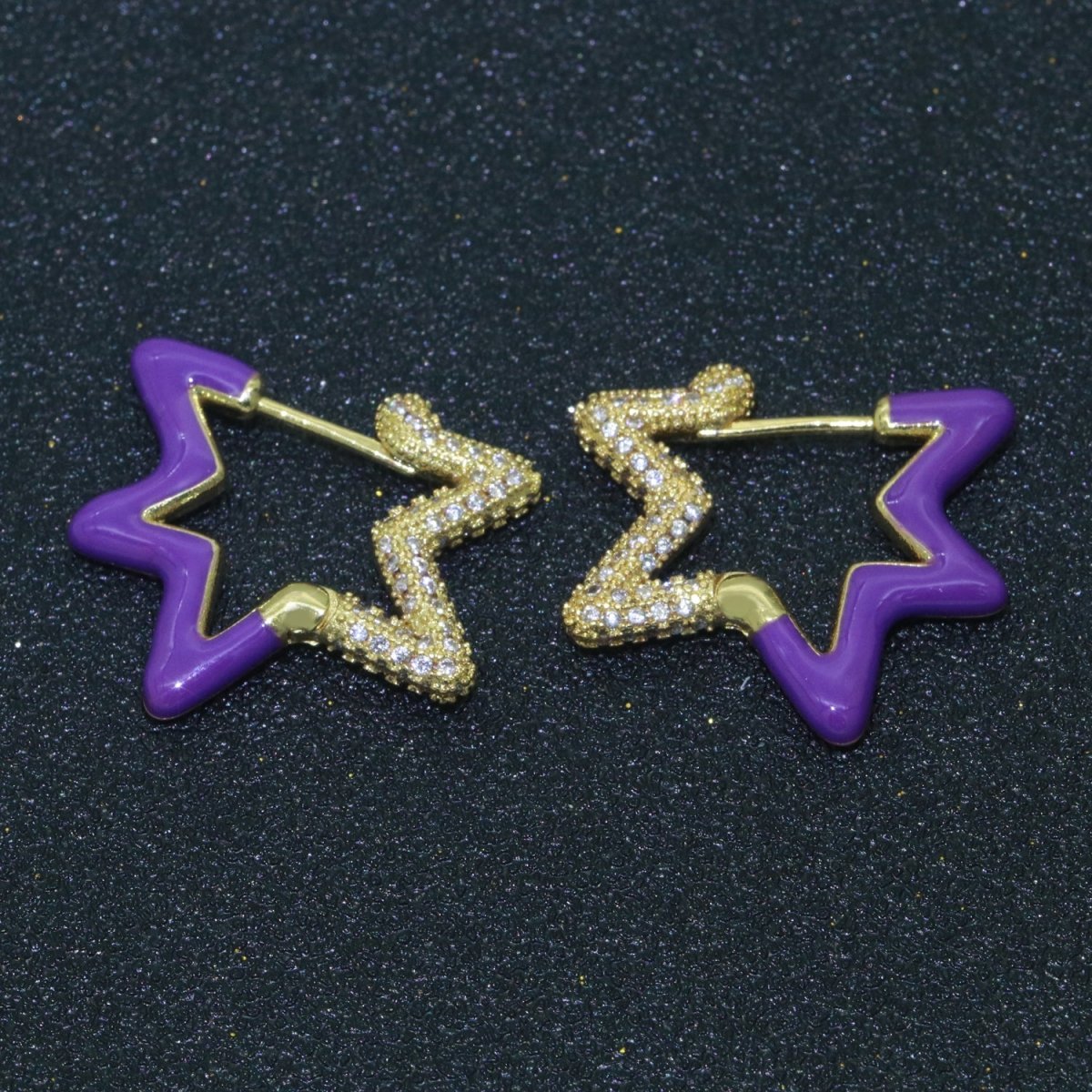 Colorful Hoop Earrings Star Shape Earrings for Women Teen Girls Trendy Y2k Earrings Cute Candy Micro Pave Hoop Earrings for Jewelry Gifts T-102