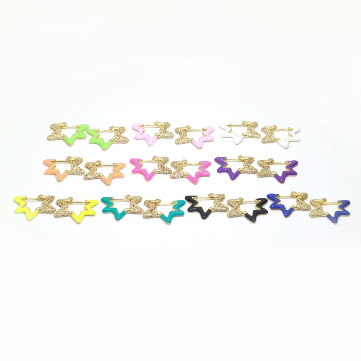 Colorful Hoop Earrings Star Shape Earrings for Women Teen Girls Trendy Y2k Earrings Cute Candy Micro Pave Hoop Earrings for Jewelry Gifts T-102