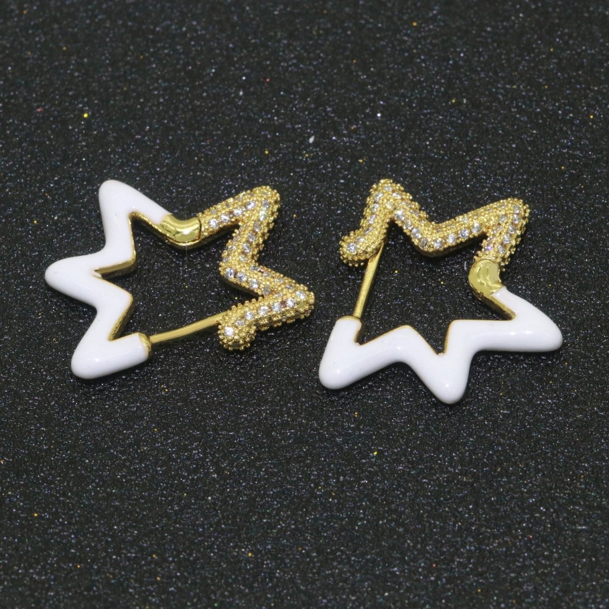 Colorful Hoop Earrings Star Shape Earrings for Women Teen Girls Trendy Y2k Earrings Cute Candy Micro Pave Hoop Earrings for Jewelry Gifts T-102