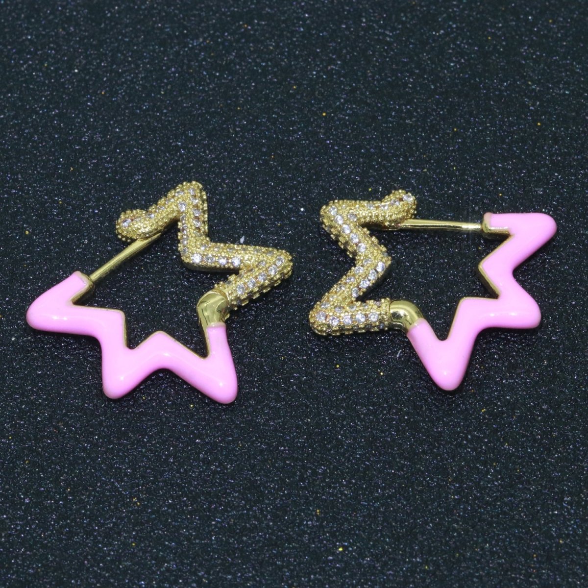 Colorful Hoop Earrings Star Shape Earrings for Women Teen Girls Trendy Y2k Earrings Cute Candy Micro Pave Hoop Earrings for Jewelry Gifts T-102