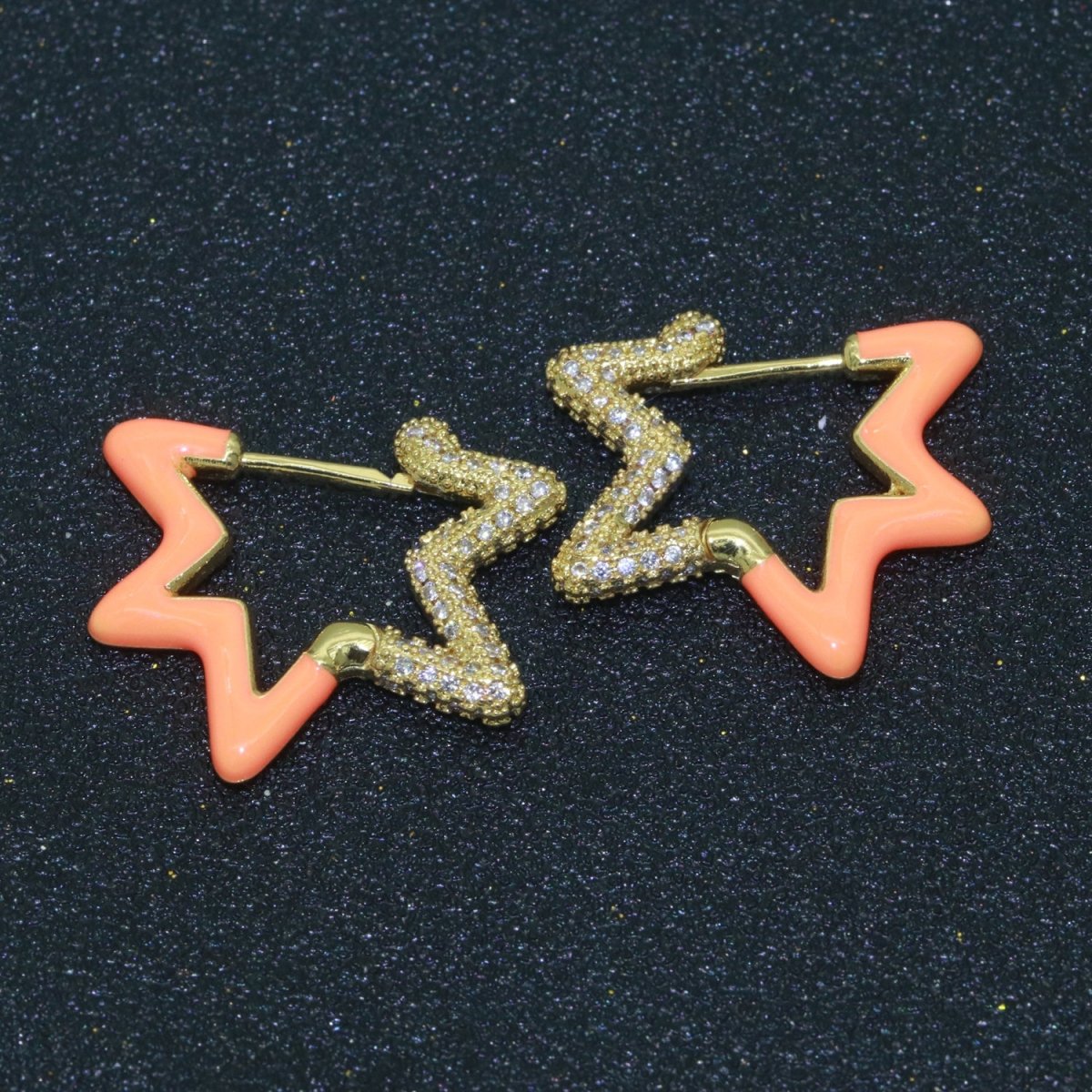 Colorful Hoop Earrings Star Shape Earrings for Women Teen Girls Trendy Y2k Earrings Cute Candy Micro Pave Hoop Earrings for Jewelry Gifts T-102