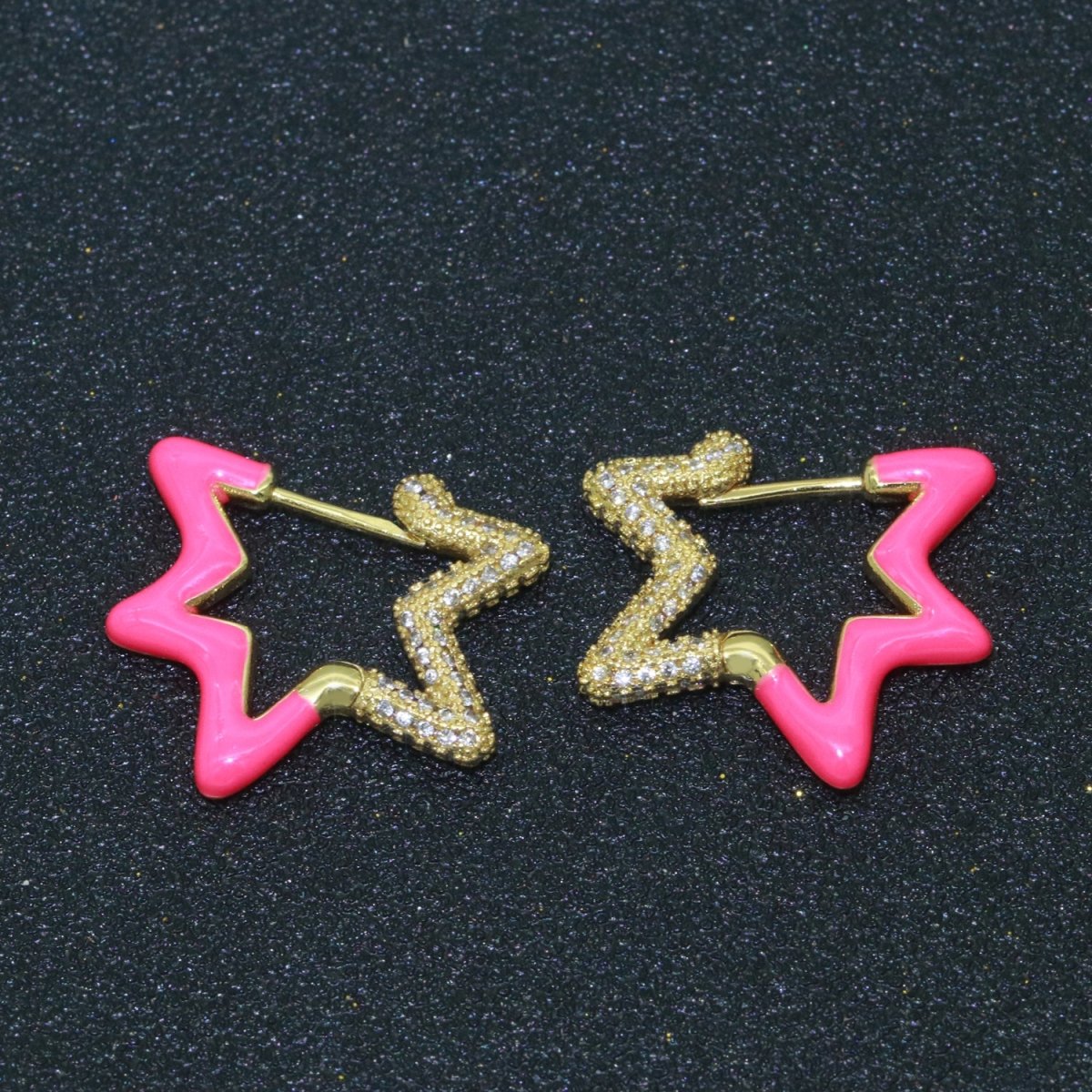 Colorful Hoop Earrings Star Shape Earrings for Women Teen Girls Trendy Y2k Earrings Cute Candy Micro Pave Hoop Earrings for Jewelry Gifts T-102