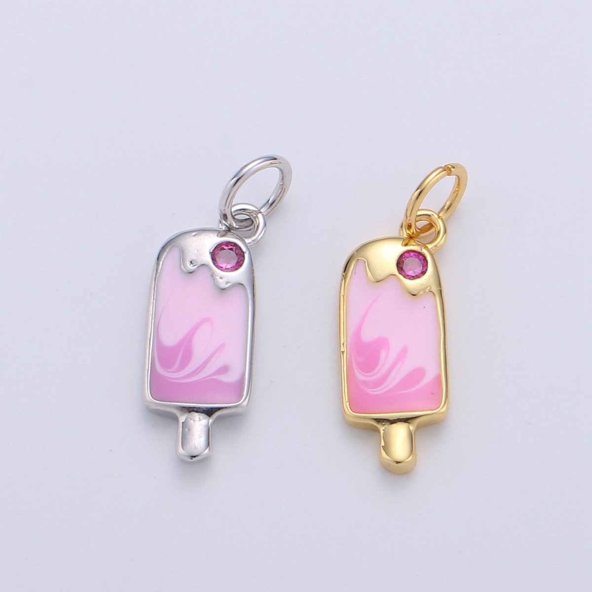 Colorful Ice Cream Charms Enamel Gold Plated for Bracelet Necklace Earring Component Summer Jewelry D-258 D-259