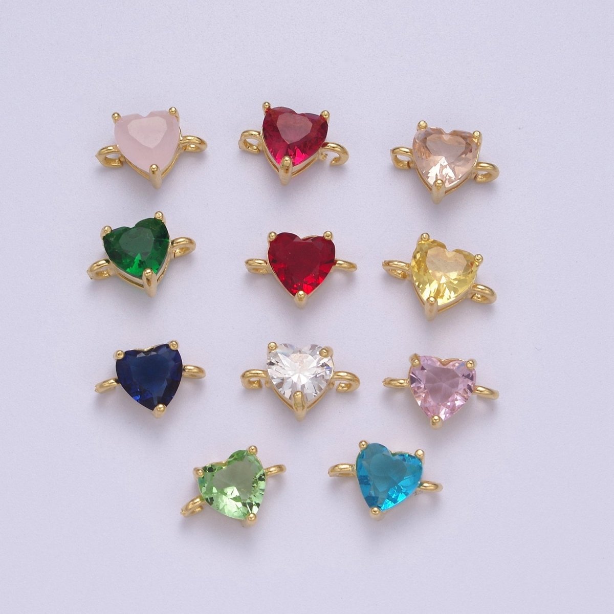 Colorful Little Heart Connectors Charms Mini Valentine Connectors Tiny Heart Charms Jewelry Supplies 10x7mm F-629~F-640