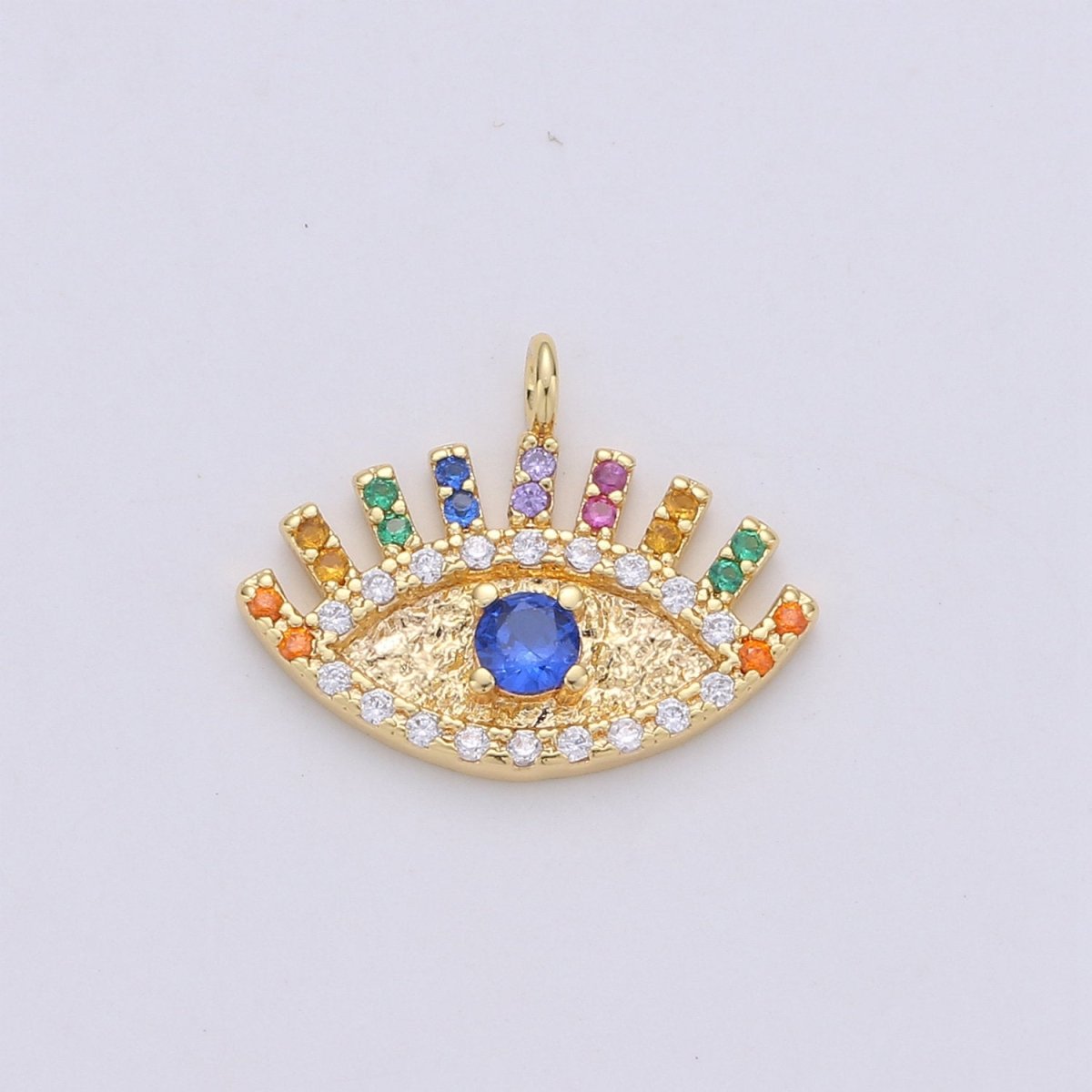 Colorful Micro Pave Evil Eye Charm Cubic Eye Of Ra Necklace Earring Charm in 14k Gold Filled for Good Vibes Protection from bad evil C-861