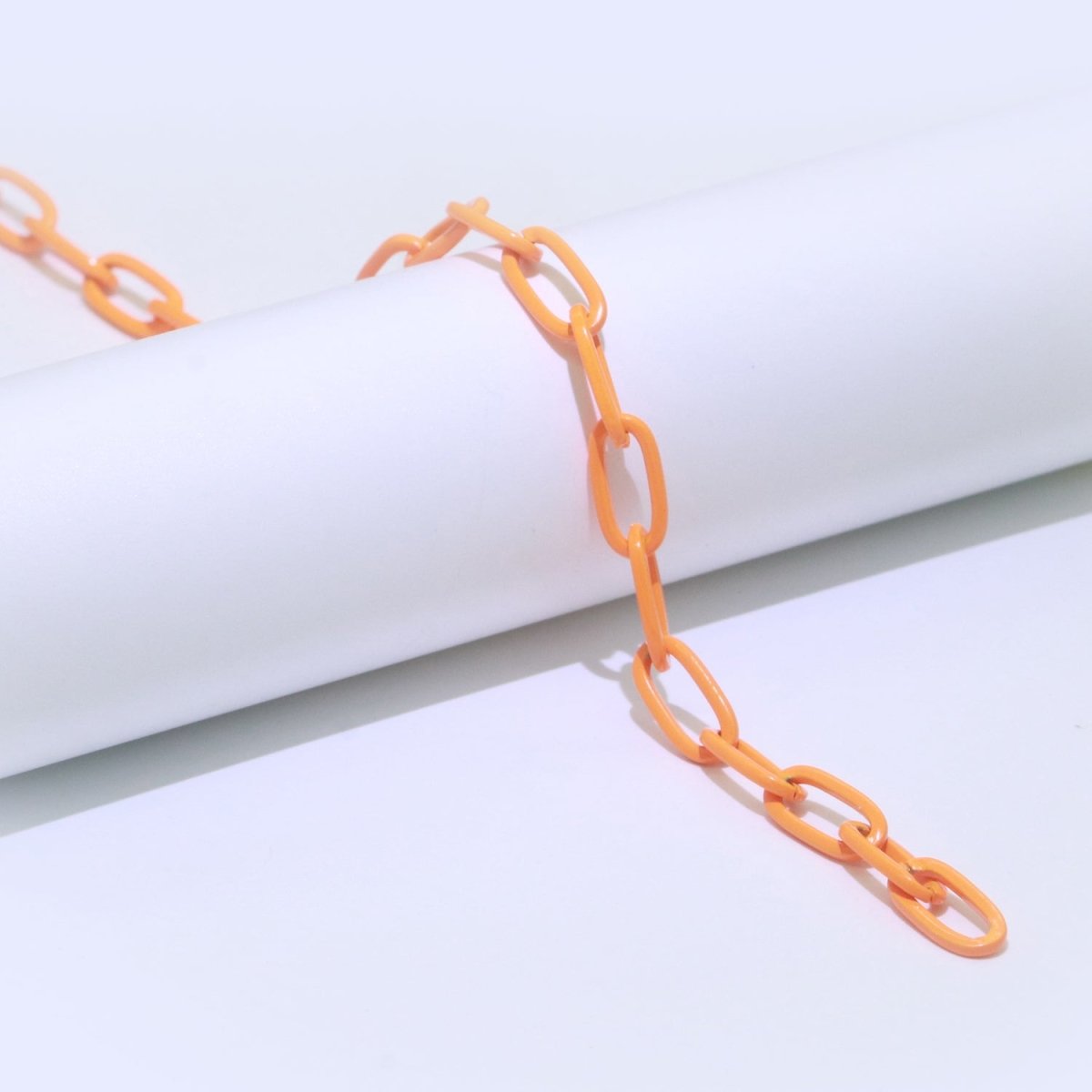 Colorful Gold Plated Paper Clip Chain Enamel Green, Yellow, Pink, Black, Orange, White, Purple Color for Necklace Bracelet | ROLL-576 - ROLL-585 Clearance Pricing