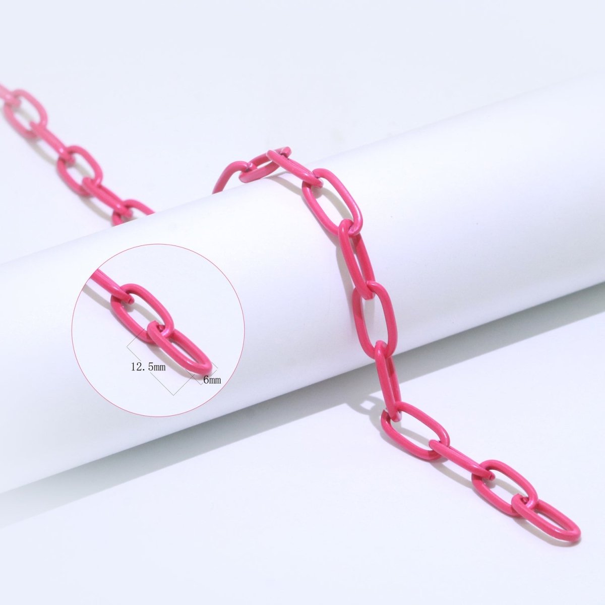 Colorful Gold Plated Paper Clip Chain Enamel Green, Yellow, Pink, Black, Orange, White, Purple Color for Necklace Bracelet | ROLL-576 - ROLL-585 Clearance Pricing