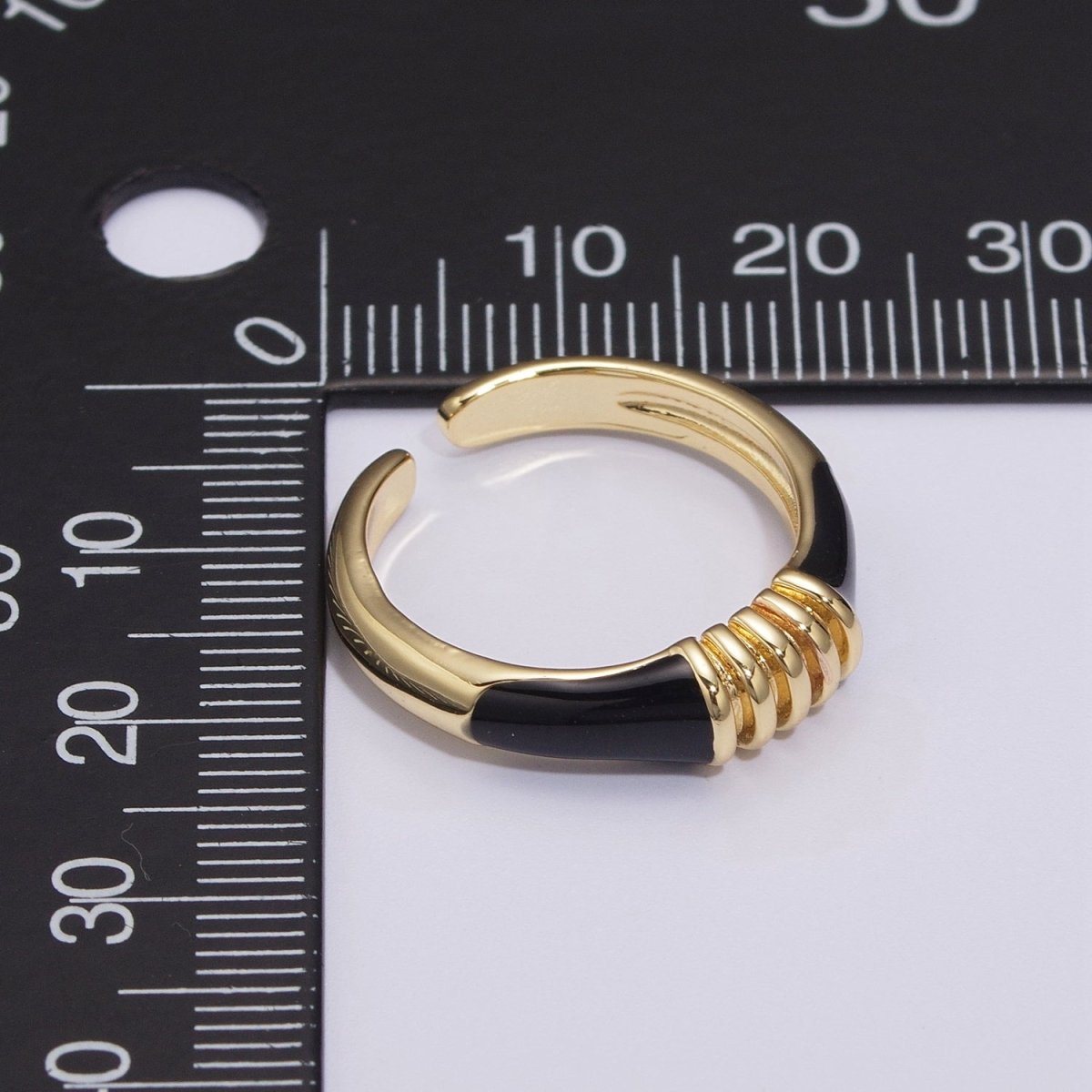 Colorful Pastel Enamel Ring • Gold Filled Multicolor Open Band • Green Pink Black White Minimalist Stackable Ring U-115~U-118