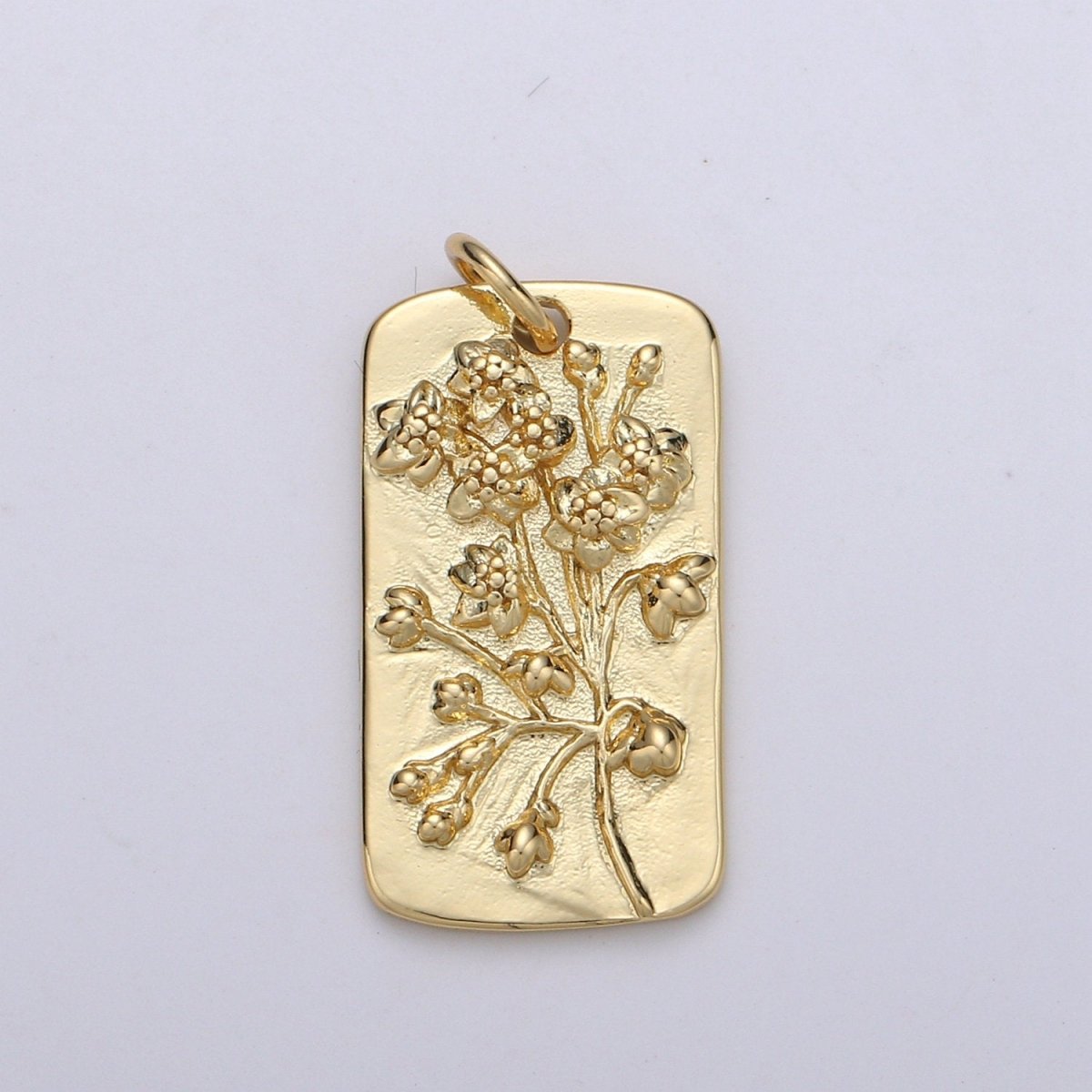 Cotton Blossom Flower Charms, Gold Tag Pendant, Dainty Cotton Charm, Small Wild Flower Charm for Necklace Floral Flower Tag Jewelry D-769
