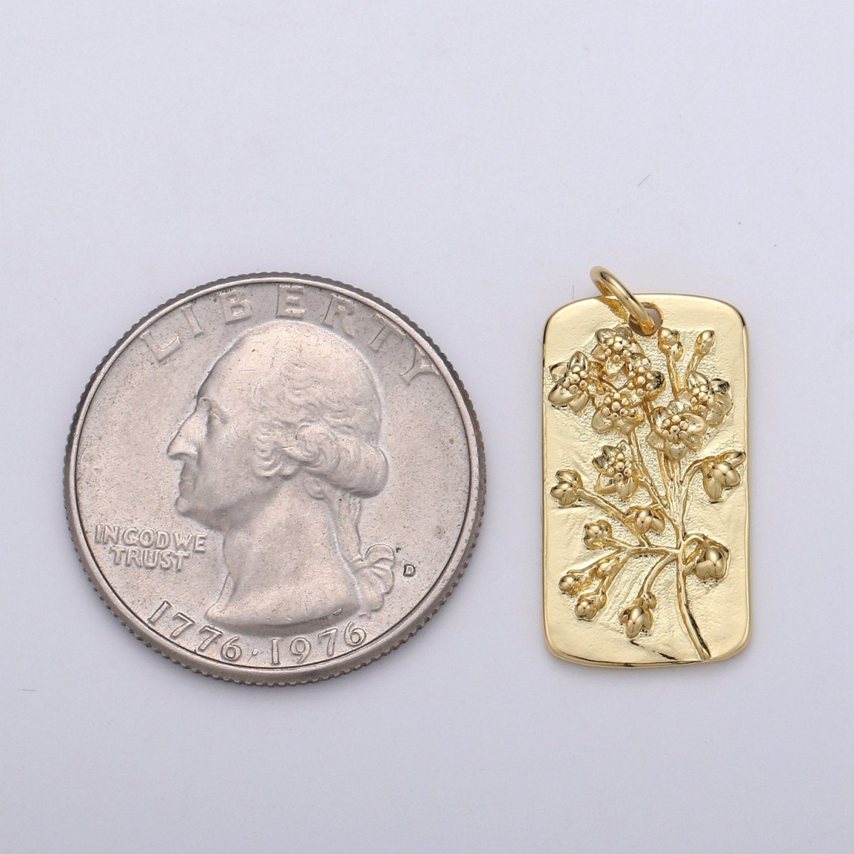 Cotton Blossom Flower Charms, Gold Tag Pendant, Dainty Cotton Charm, Small Wild Flower Charm for Necklace Floral Flower Tag Jewelry D-769