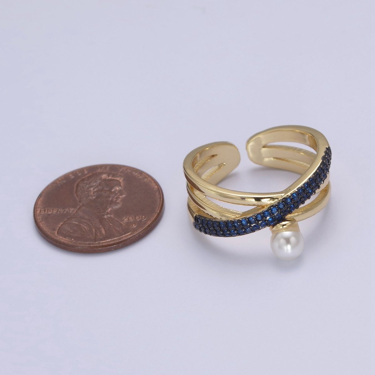 Criss Cross Ring - Double Band Ring - Gold Ring women - 14K Gold Fill Cubic Zirconia Cross Ring U-521 ~ U-524