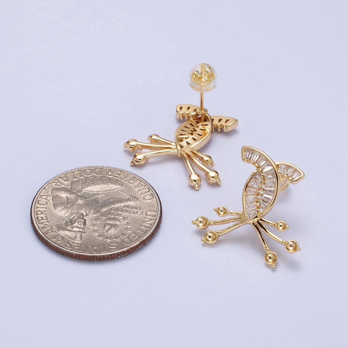 Criss Cross Stud Earring Gold Silver Baguette Earring CZ Stone AB483 AB491