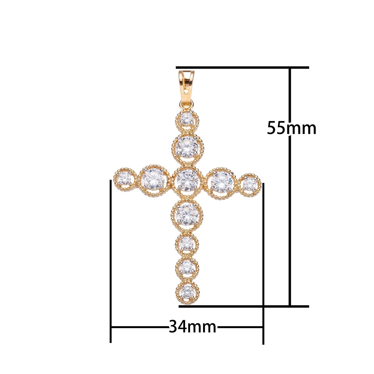 Cross Gold Filled Pendant Necklace - Unique Cross Gold Pendant Cubic Zircon Crystal - CZ Cross pendant for women Religious Pendant Charm I-012
