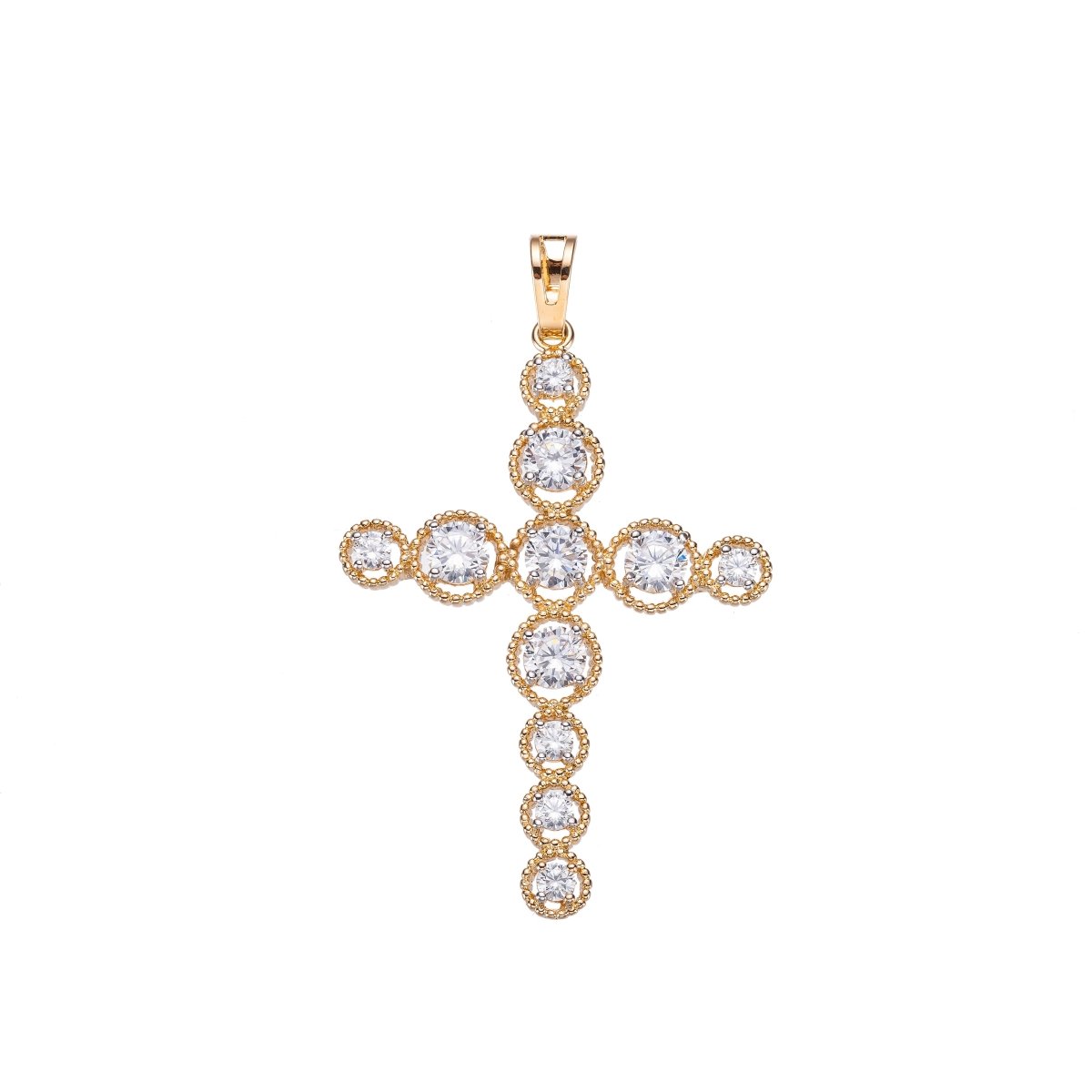 Cross Gold Filled Pendant Necklace - Unique Cross Gold Pendant Cubic Zircon Crystal - CZ Cross pendant for women Religious Pendant Charm I-012