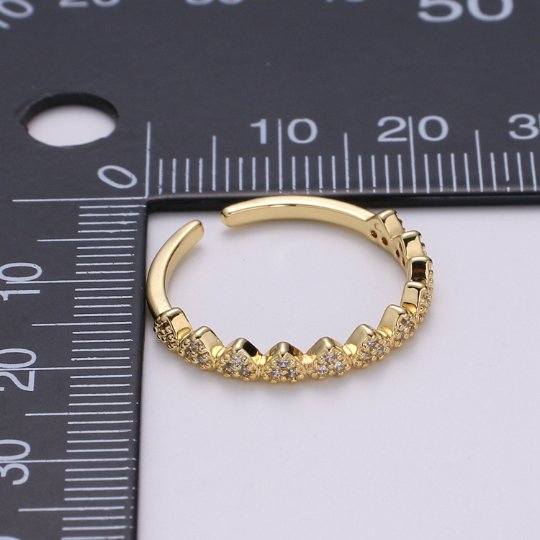 Crystal Heart Ring Gold Rings For Women Adjustable Ring Cz Ring Dainty Ring Minimalist Ring Bridesmaid Gift Pinky Open Ring Gold Jewelry R-341