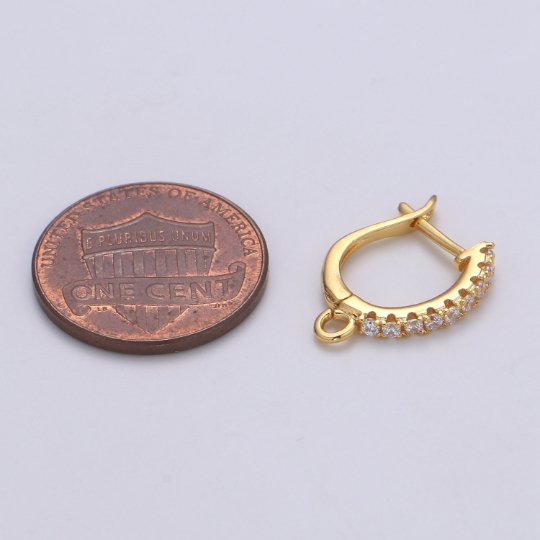 Cubic 24k Gold Filled one touch w/ open link Lever back earring making, 16x13 mm, Nickel free Lead Free for Earring Charm Making Findings K-752