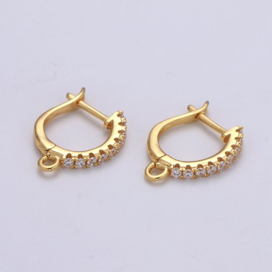 Cubic 24k Gold Filled one touch w/ open link Lever back earring making, 16x13 mm, Nickel free Lead Free for Earring Charm Making Findings K-752