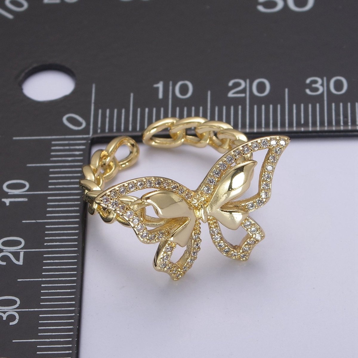 Cubic Butterfly rings, gold butterfly rings stackable adjustable rings, Cluster ring, Dainty open ring U-504